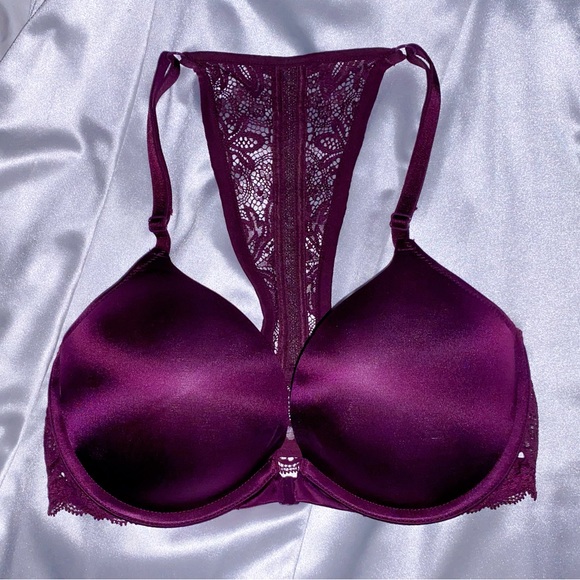 Victoria’s Secret Bombshell Add 2 Cups Push-up Bra Plum Cabernet Racerback 32D - Picture 4 of 4